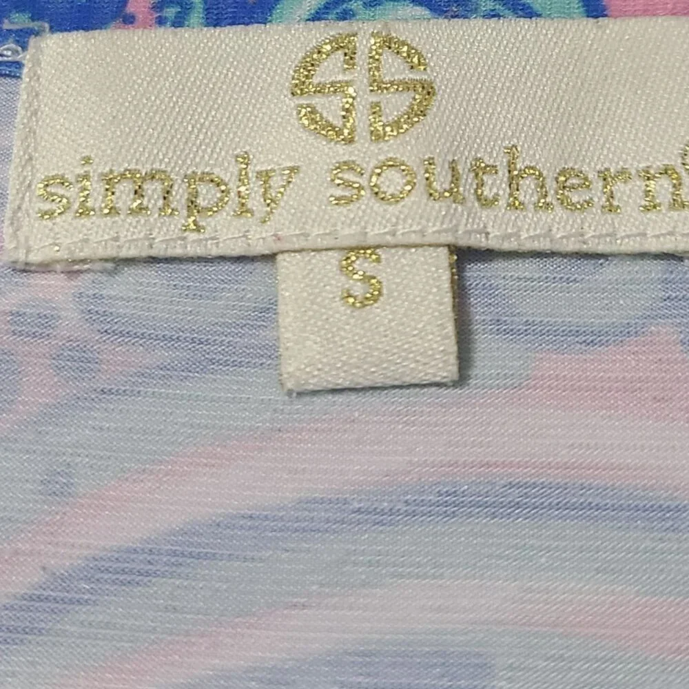 Simply Southern Pink and Blue SWIRLY Top Seashells Beach Small - Picture 5 of 16